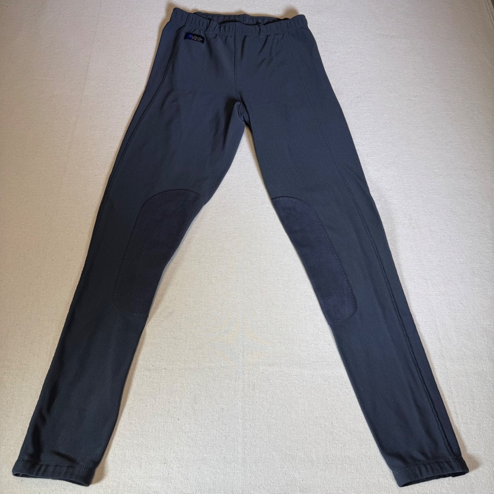 Irideon Riding Wear Breeches Large Gray Ribbed Knee Patch Equestrian Tights USA